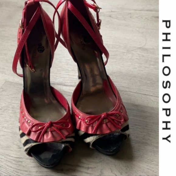 Host pick Size 9.5 Philosophy Pink Zebra Print Heels 👠 shoes - Picture 2 of 7
